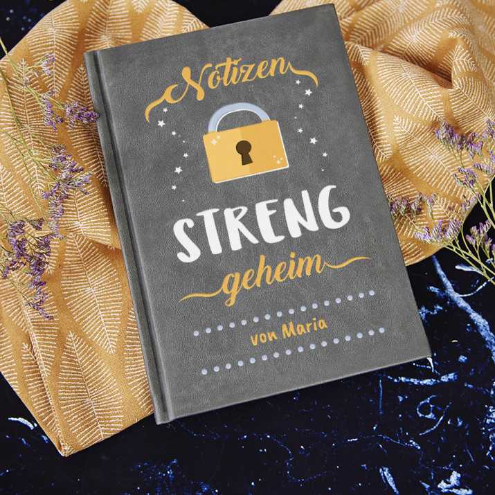 Streng geheim - Notizbuch A5 mit Aufdruck